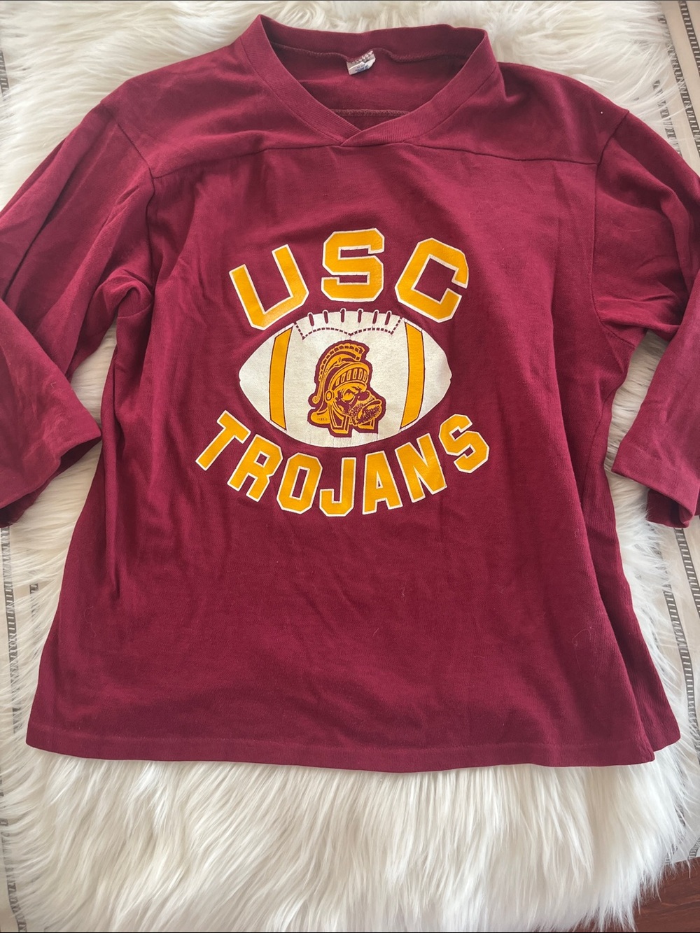 Women’s 3/4-Sleeve Football Tee - Maroon
